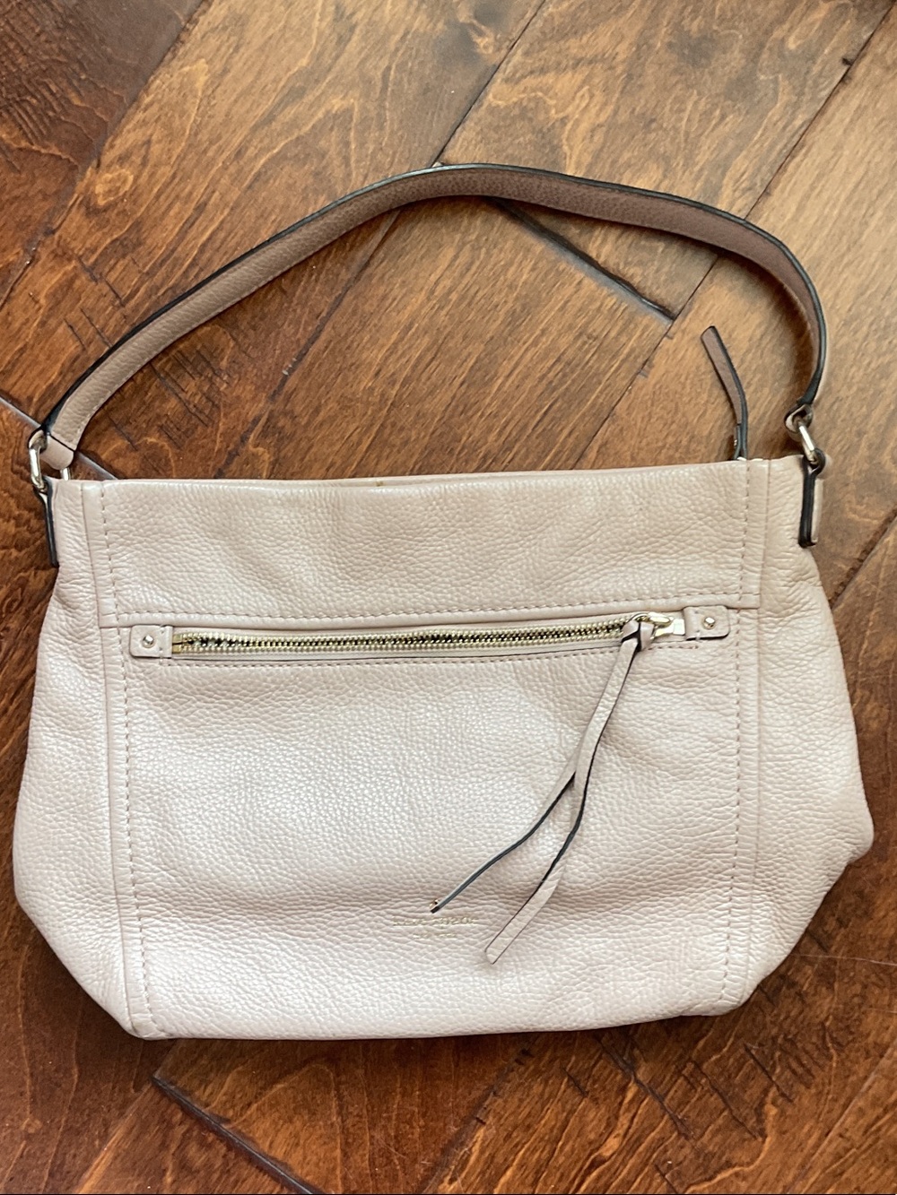 kate spade Cream Pebbled Leather Shoulder Bag with Front Zip